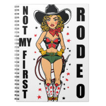 Pinup Cowgirl, niet mijn eerste rodeo-quote, grapp