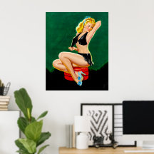  Pinup Girl geperst in zwart