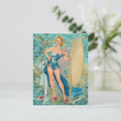 Pinup Girl in Mirror Briefkaart (Staand voorkant)