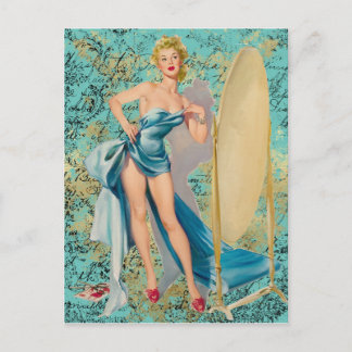 Pinup Girl in Mirror Briefkaart
