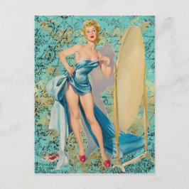 Pinup Girl in Mirror Briefkaart