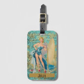 Pinup Girl in Mirror gepersonaliseerd Bagagelabel (Voorkant (verticaal))