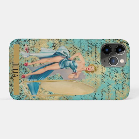 Pinup Girl in Mirror gepersonaliseerd Case-Mate iPhone Case (Achterkant (horizontaal))