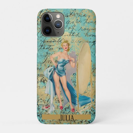 Pinup Girl in Mirror gepersonaliseerd Case-Mate iPhone Case (Achterkant)
