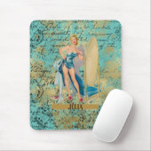 Pinup Girl in Mirror gepersonaliseerd Muismat (Met muis)