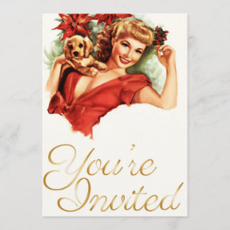 Pinup Girl-kerstuitnodiging Kaart