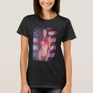 Pinup Girl T Shirt voor Heren - American Flag & Pi