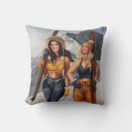 Pinup Girls Skiing Kussen