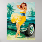 Pinup in gele jurk poster (Voorkant)