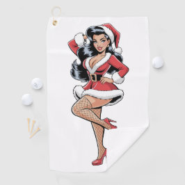 Pinup Kerst Babe Golfhanddoek