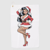 Pinup Kerst Babe Golfhanddoek (Voorkant)