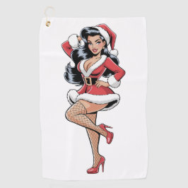 Pinup Kerst Babe Golfhanddoek
