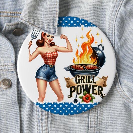 Pinup Lady  COLOSSAL 6 inch Photo Pins Ronde Button 6,0 Cm (In situ)