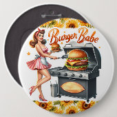 Pinup Lady  Pinback Pins Burger Babe Ronde Button 6,0 Cm (Voorkant /achterkant)