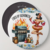 Pinup Lady  Pinback Pins Grillen BBQ Ronde Button 6,0 Cm (Voorkant /achterkant)