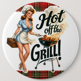 Pinup Lady  Pinback Pins Hot Uit De Grill Ronde Button 6,0 Cm