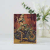 PINUP MEISJE EN MOTOR. BRIEFKAART (Staand voorkant)
