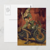 PINUP MEISJE EN MOTOR. BRIEFKAART (Voorkant / Achterkant)
