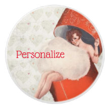 Pinup meisje Hatbox schattige harten zilverrood