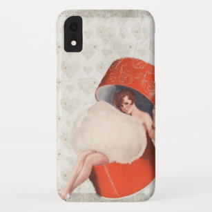  pinup meisje in hatbox rood hart zilver schattig Case-Mate iPhone case