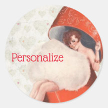 pinup meisje in hatbox schattig hartjes zilver re