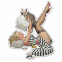 Pinup meisje met puppy Alberto vargas vintage