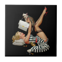 Pinup meisje met puppy Alberto vargas vintage