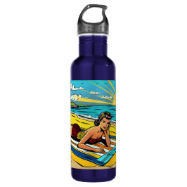  Pinup Meisje op het Strand Waterfles
