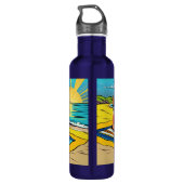  Pinup Meisje op het Strand Waterfles (Achterkant)