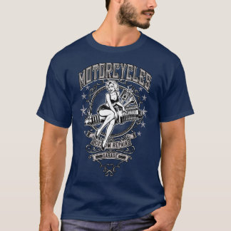 PinUp Motorfiets Garage Workshop T-shirt
