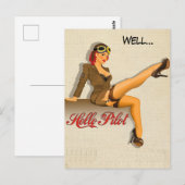 Pinup Piloot Meisje Briefkaart (Voorkant / Achterkant)