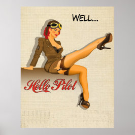 Pinup Piloot Meisje Poster