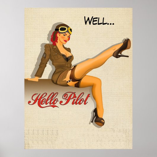 Pinup Piloot Meisje Poster (Voorkant)