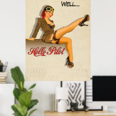Pinup Piloot Meisje Poster (Thuiskantoor)