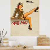 Pinup Piloot Meisje Poster (Keuken)