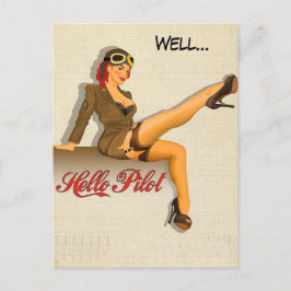 Pinup Pilot Girl Briefkaart