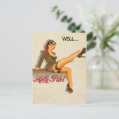 Pinup Pilot Girl Briefkaart (Staand voorkant)
