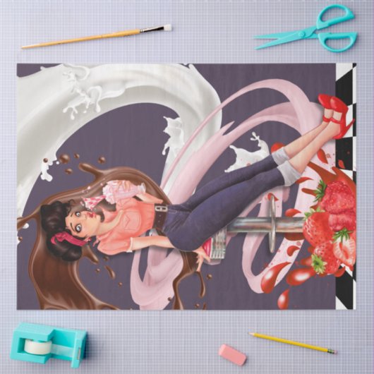 Pinup Rockabilly Retro Milkshake Maandag Decoupage Tissuepapier (Craft)