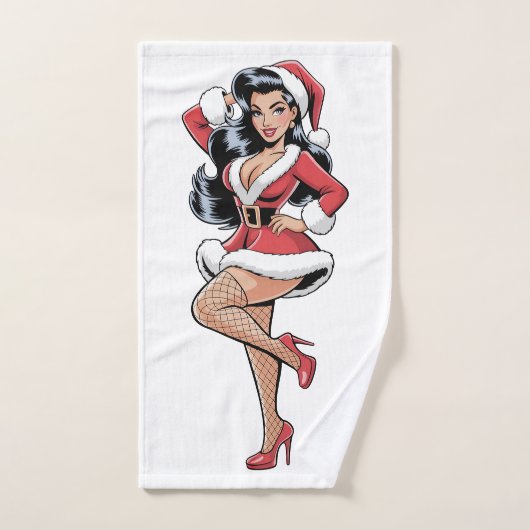 Pinup Santa Babe Handdoek (Handdoek)