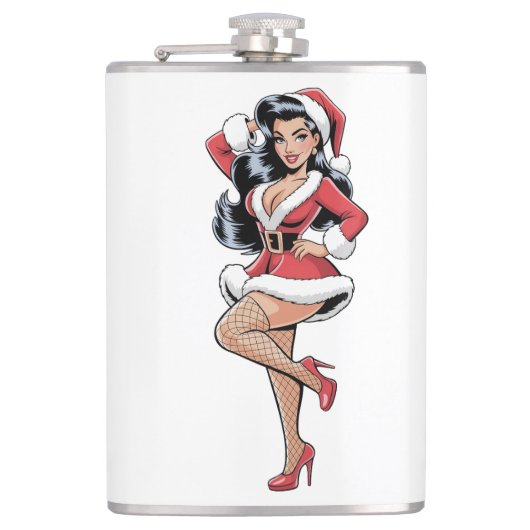Pinup Santa Babe Heupfles (Voorkant)