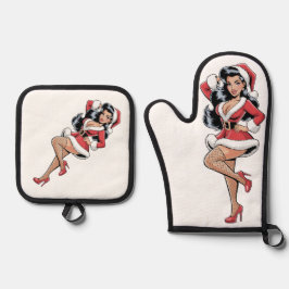 Pinup Santa Meisje Ovenwant & Pannenlap Set