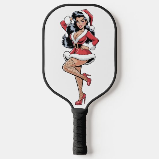 Pinup Santa Meisje Pickleball Paddle (Voorkant)