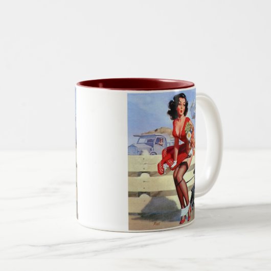  pinup tweekleurige koffiemok (Voorkant rechts)