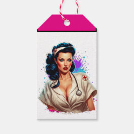 Pinup_ Verpleegkundige Badass Cadeaulabel