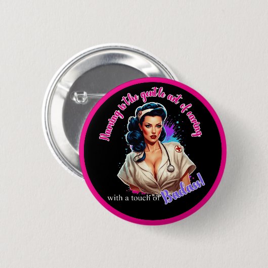 Pinup_ Verpleegkundige Badass Ronde Button 5,7 Cm (Voorkant /achterkant)