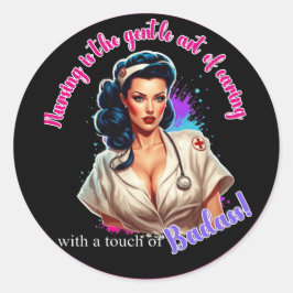 Pinup_ Verpleegkundige Badass Ronde Sticker