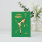 Pinup Vintage Kerstmis Briefkaart (Staand voorkant)