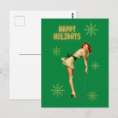 Pinup Vintage Kerstmis Briefkaart (Voorkant / Achterkant)