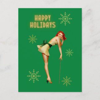 Pinup Vintage Kerstmis Briefkaart