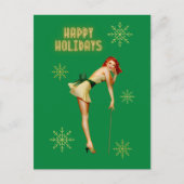 Pinup Vintage Kerstmis Briefkaart (Voorkant)